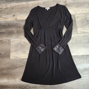 Chick  Nicky Hilton Empire Waist A Line Light Knit Black Dress S Minimalist LBD